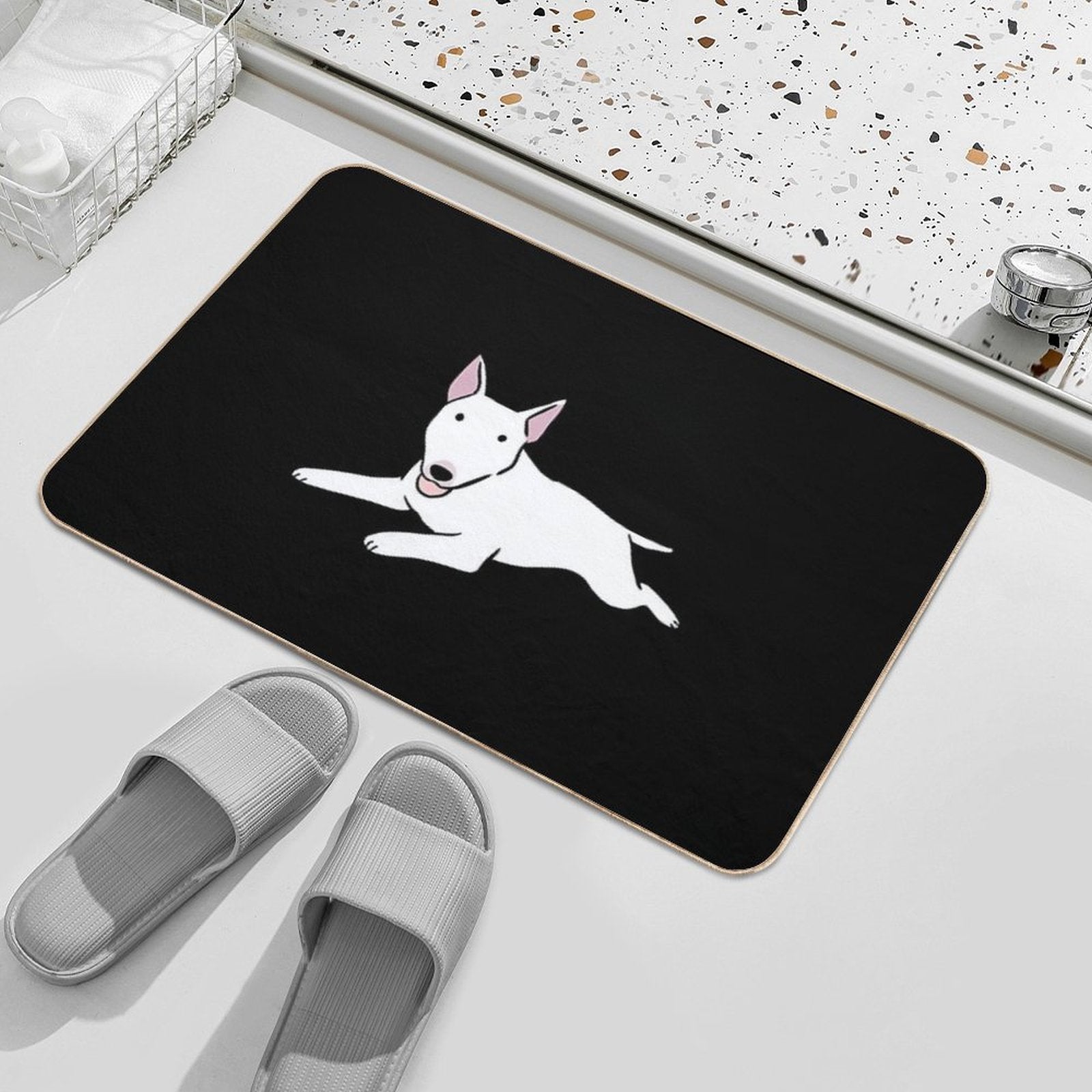 Bull Terrier Dog Cute Illustration  Pet-Safe Bath Mat