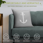 White Anchor On Silver Gray Soft Hidden Zipper Throw Pillow