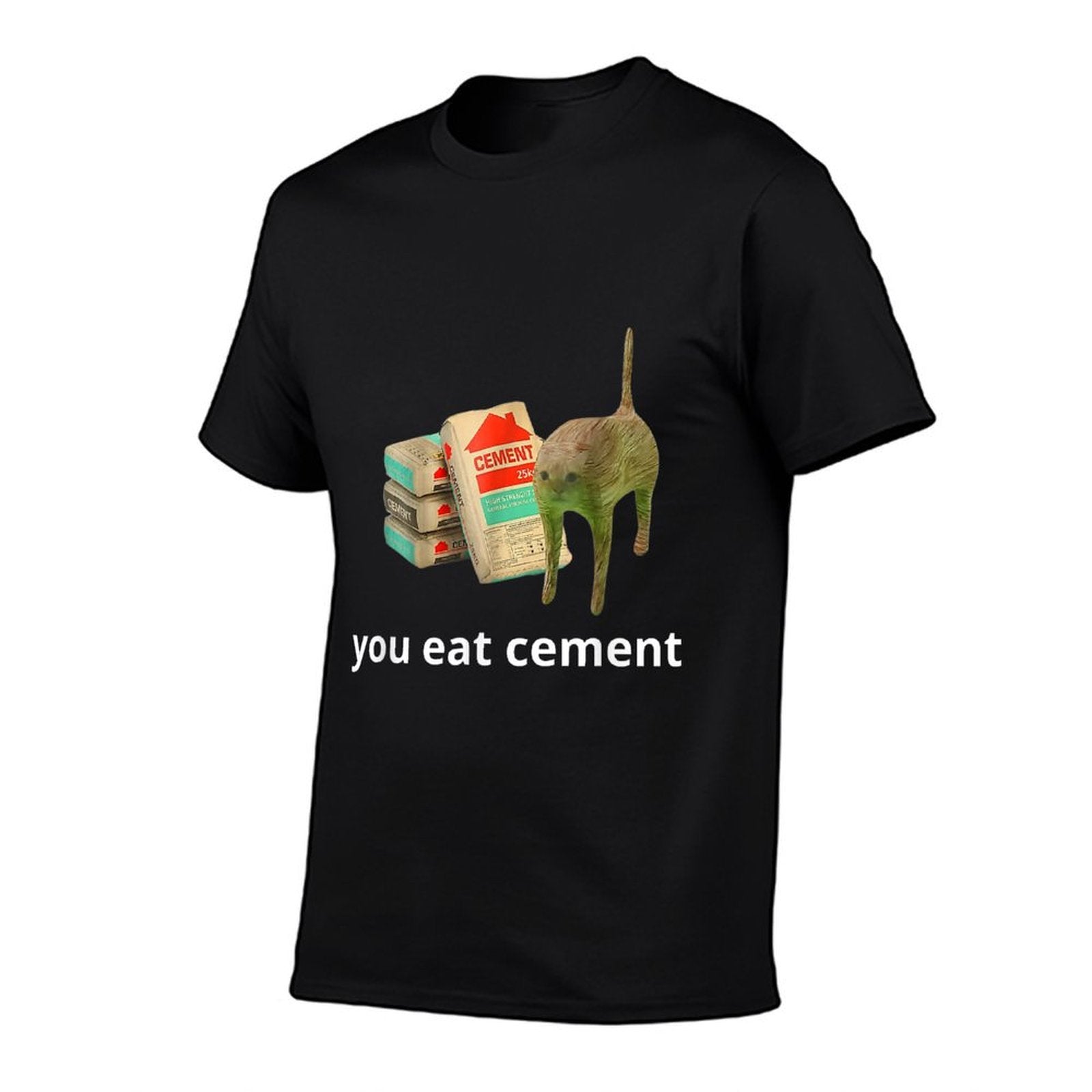 I Eat Cement Cursed Cat Funny Oddly Specific Dank Meme  Durable T-Shirt