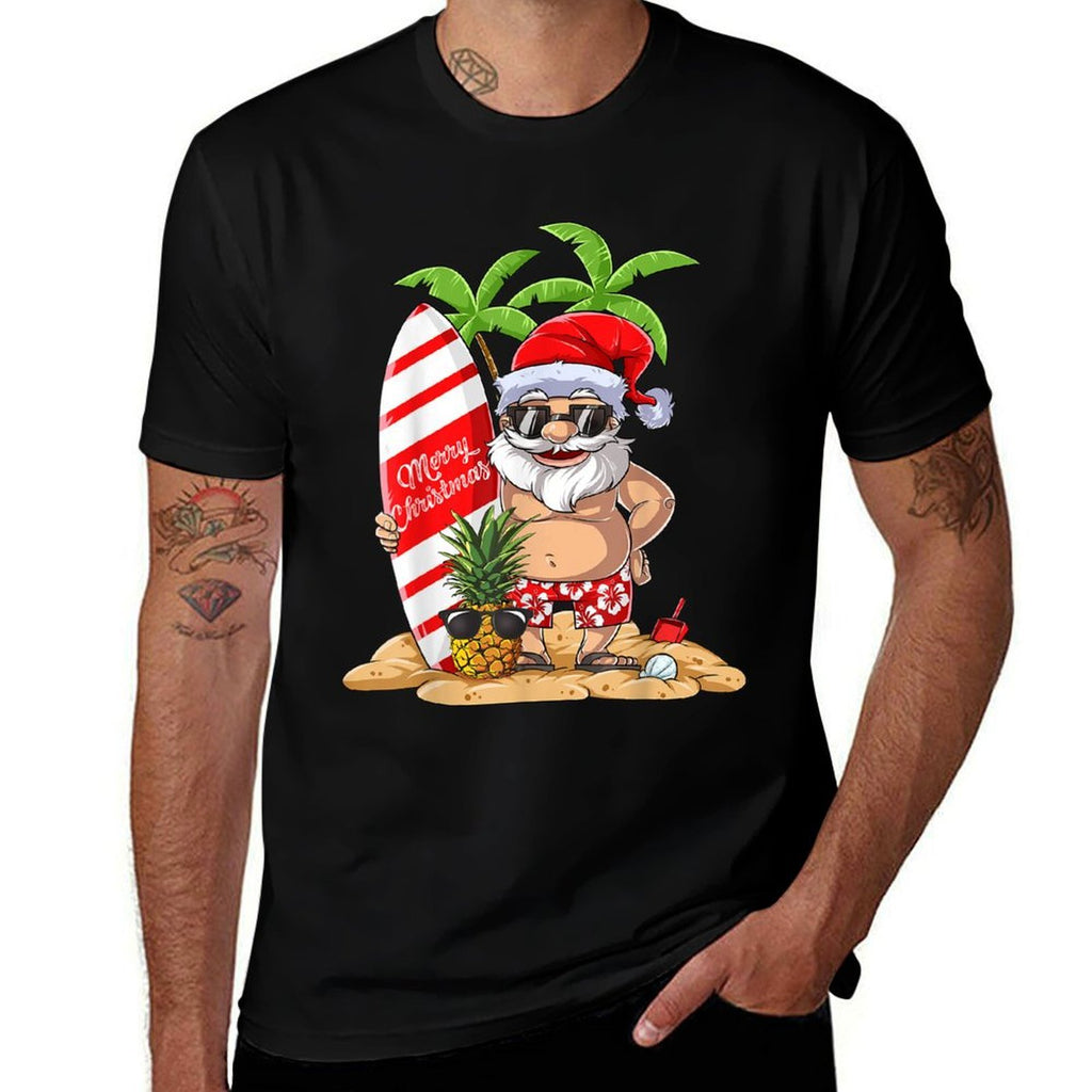 Christmas in July Santa Hawaiian Surfing Gifts Summer Surf for Men Women Kids  Summer-ready Fabric T-Shirt
