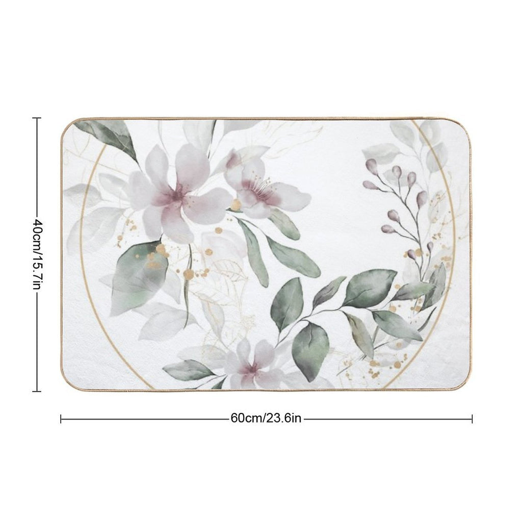 Golden Cicle of Flowers  Eco-Friendly Bath Mat