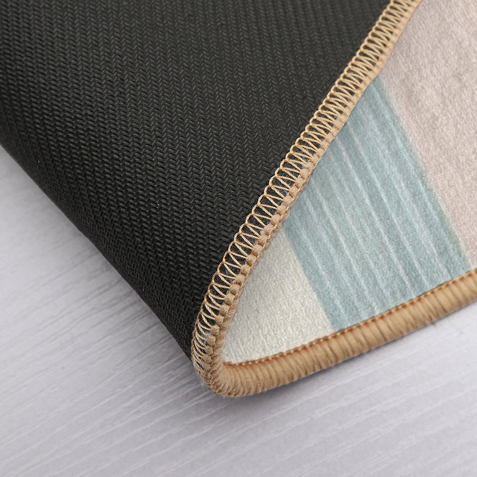 Vertical Color Block with Linier Pattern Lite Pastel Tone  High-Traffic Bath Mat