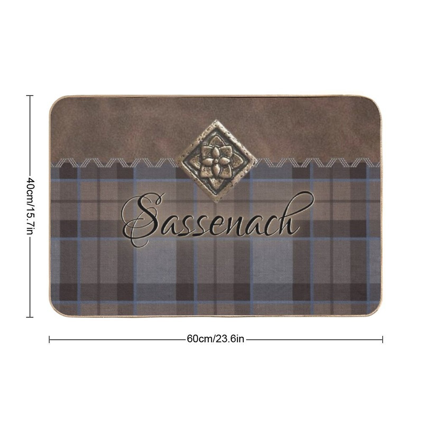 Outlander - Leather And Tartan with Metal Flower Accent  Rapid-Drying Bath Mat