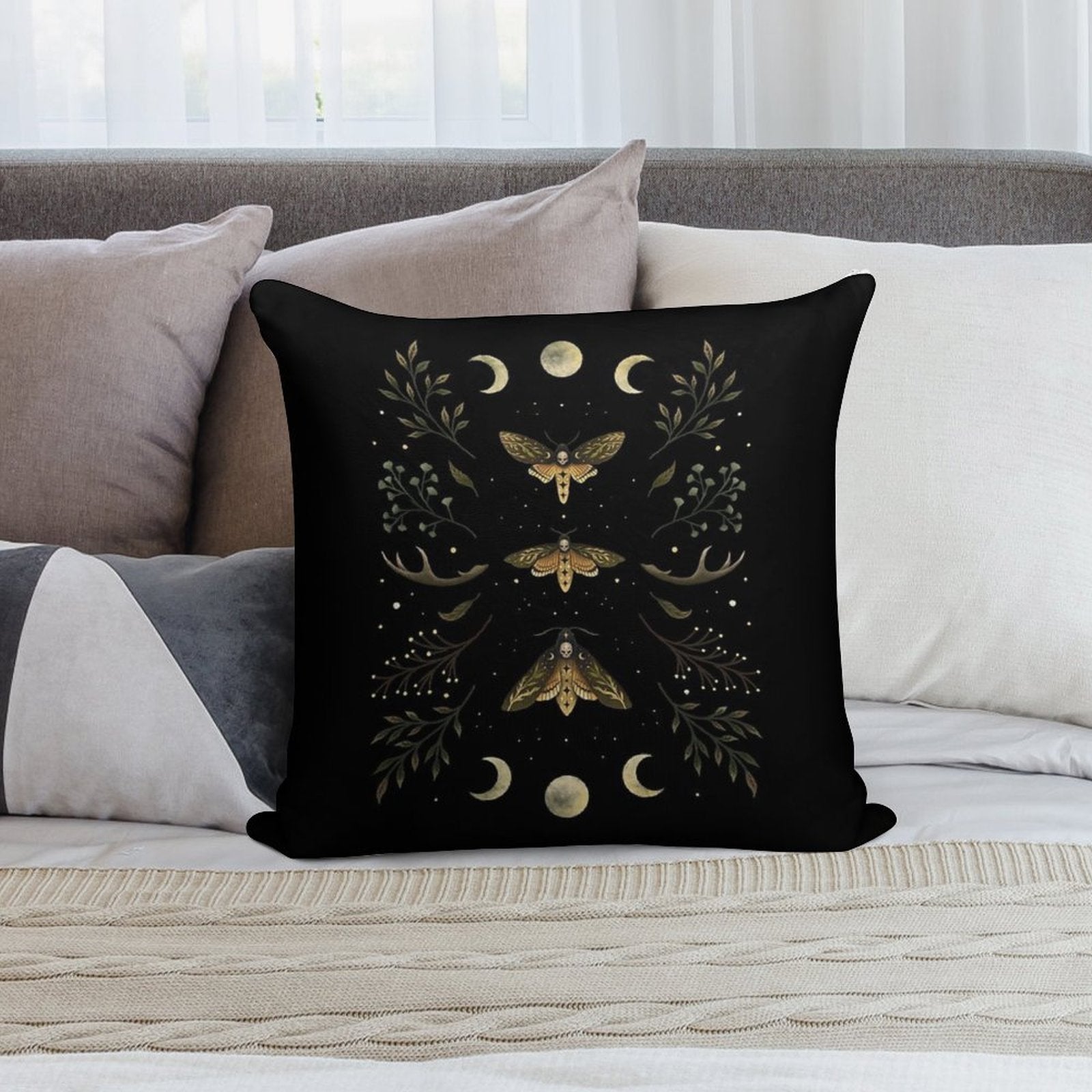 Death Head Moths Night Soft Multiple Sizes Throw Pillow