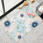 Summer Flowers Light Blue  Fade-Resistant Bath Mat