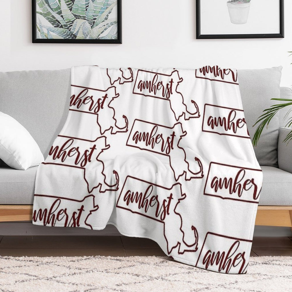 Amherst MA Outline All-season Throw Blanket