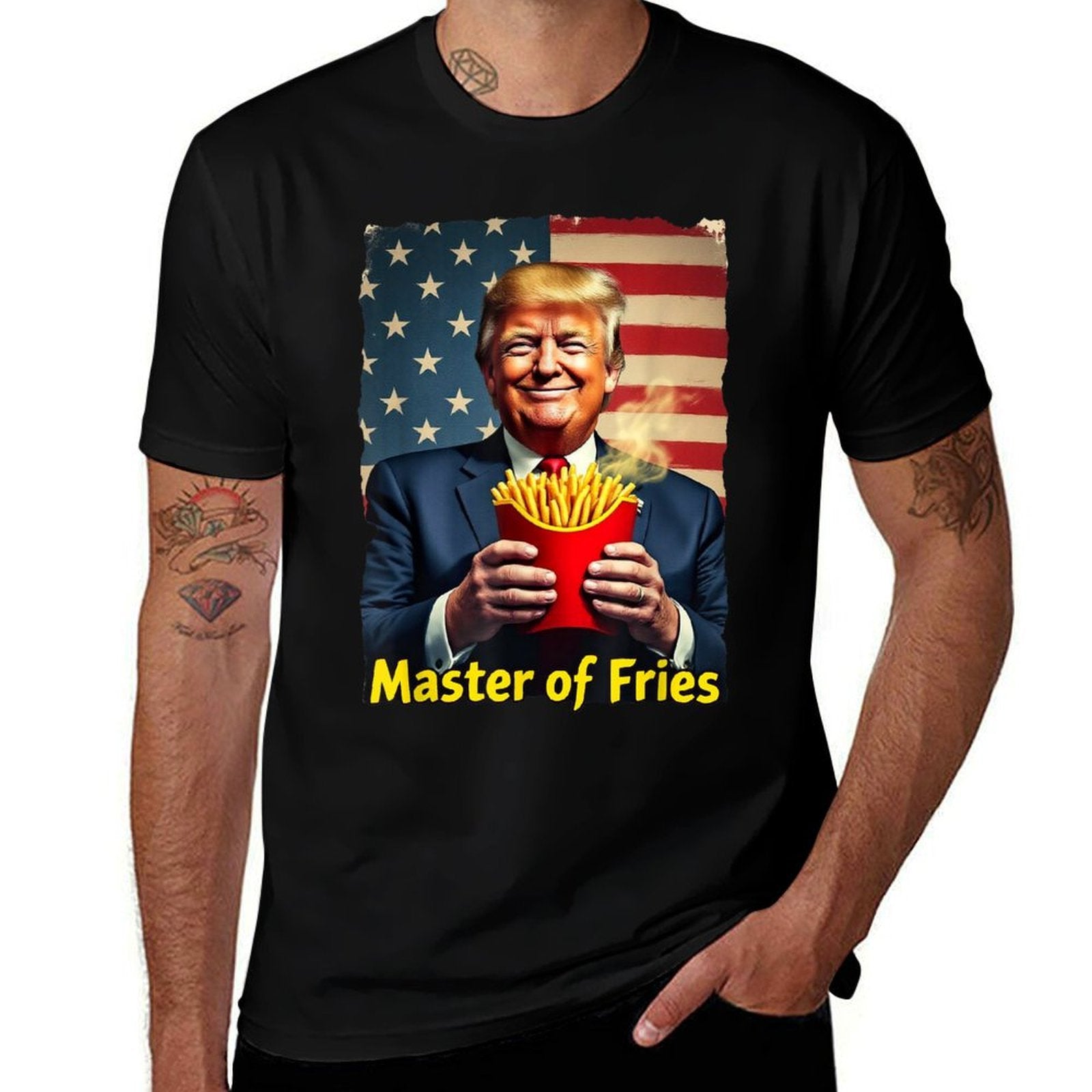 Master of Fries Trump 2024 Funny Drive-Thru Meme  Trendy Pattern T-Shirt