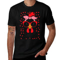 Cute Women Girl Chicken With Bandana Headband And Glasses  Stretchy T-Shirt