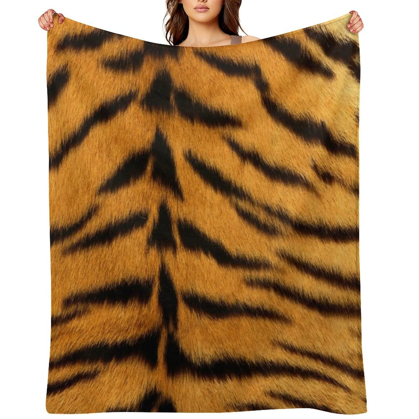 Black And Orange Tiger Print Phone Case - Trendy Design for Your Device Eco-conscious Throw Blanket