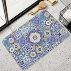 Blue Moroccan Tile Pattern  Rapid-Drying Bath Mat