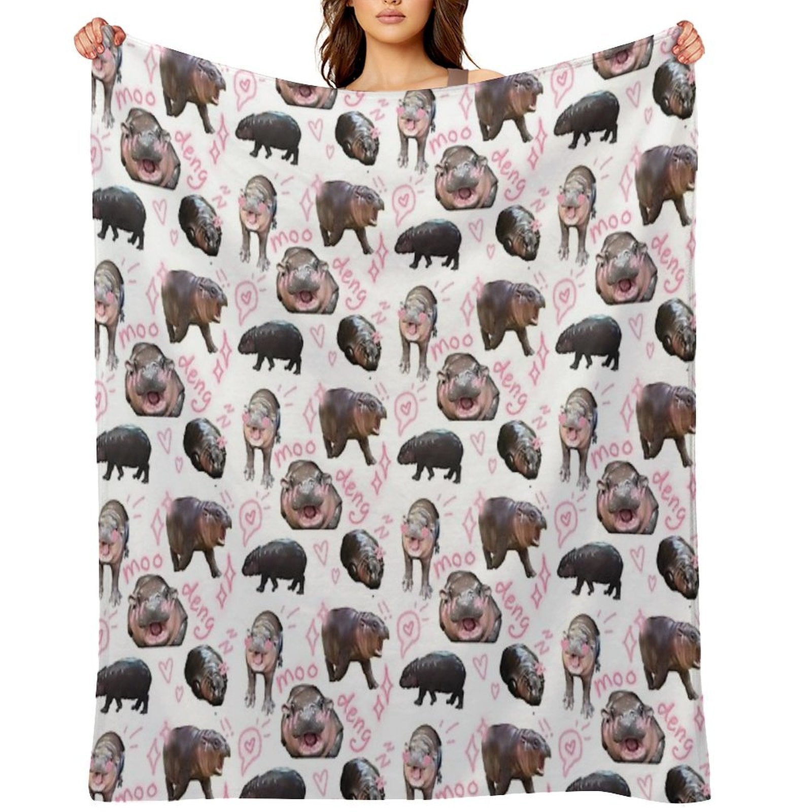 MOO DENG IS SO CUTIE Easy Care Throw Blanket