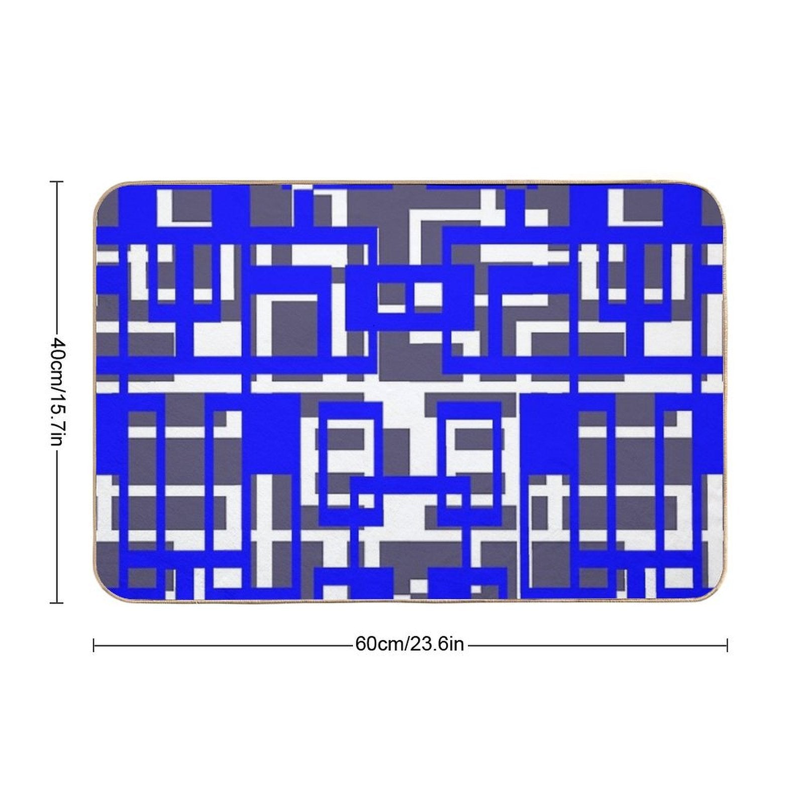 Geometric Shapes Pattern Blue White Cut Out  Absorbent Bath Mat