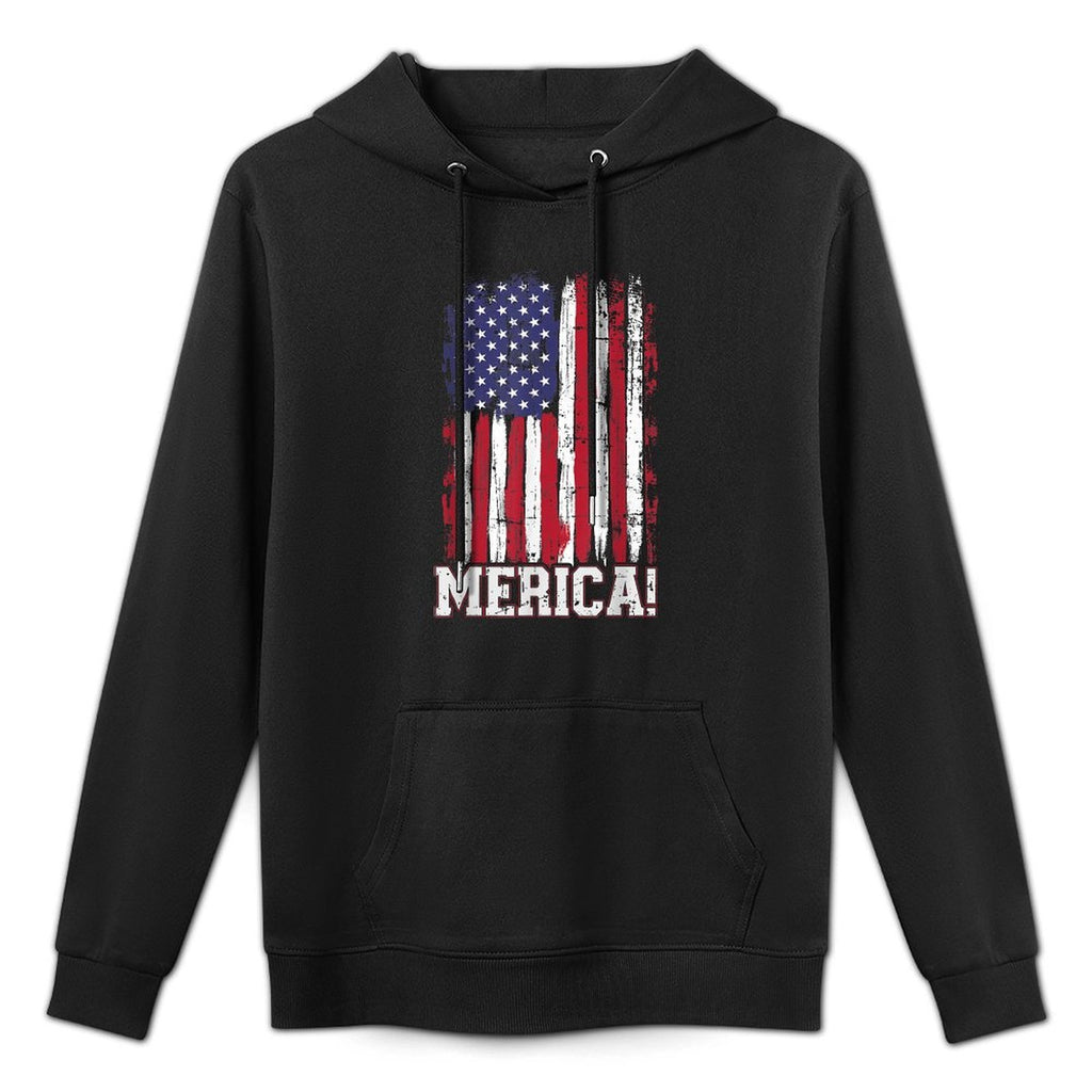 USA Merica Flag for Patriotic Independence Day 4th of July Durable Construction Hoodie