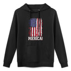USA Merica Flag for Patriotic Independence Day 4th of July Durable Construction Hoodie