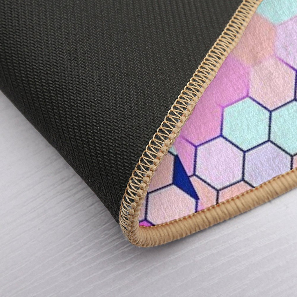 Cute Pastle Hexagon Pattern  Easy Maintenance Bath Mat