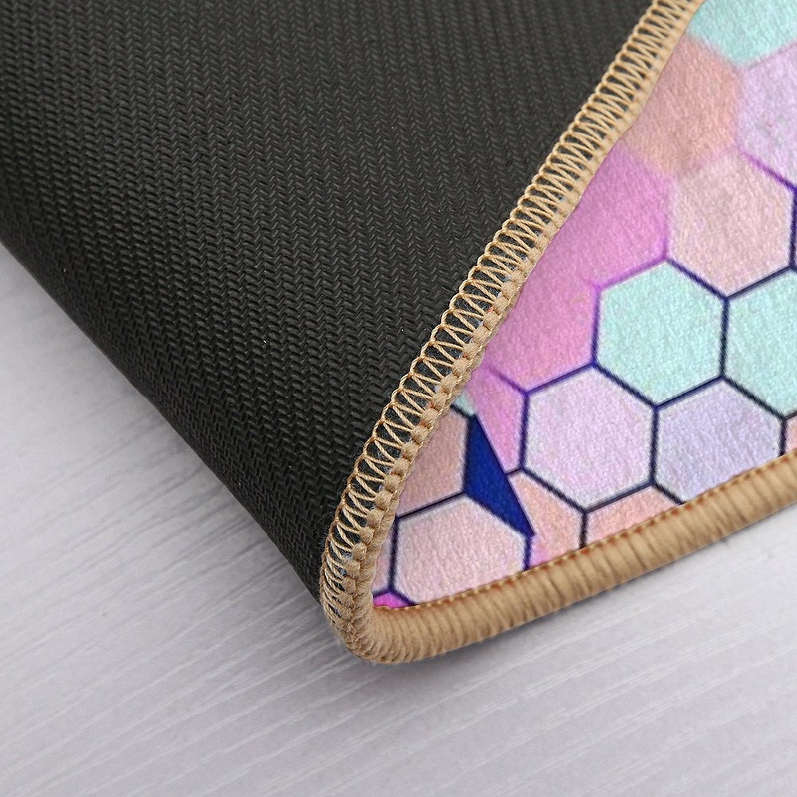 Cute Pastle Hexagon Pattern  Easy Maintenance Bath Mat