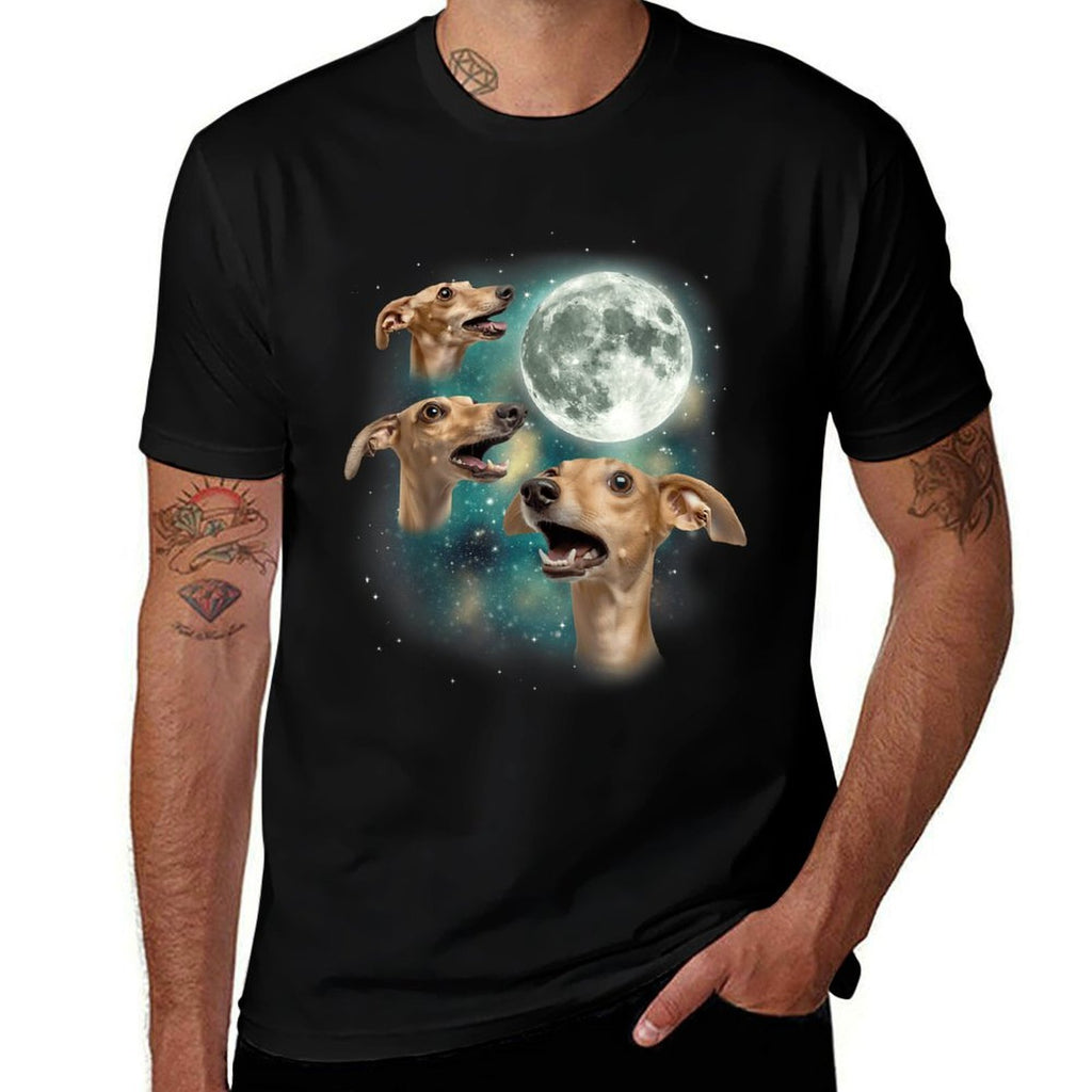 Three Whippet Moon  3 Whippet Funny Weird Dog Meme for Men Women Comfortable T-Shirt