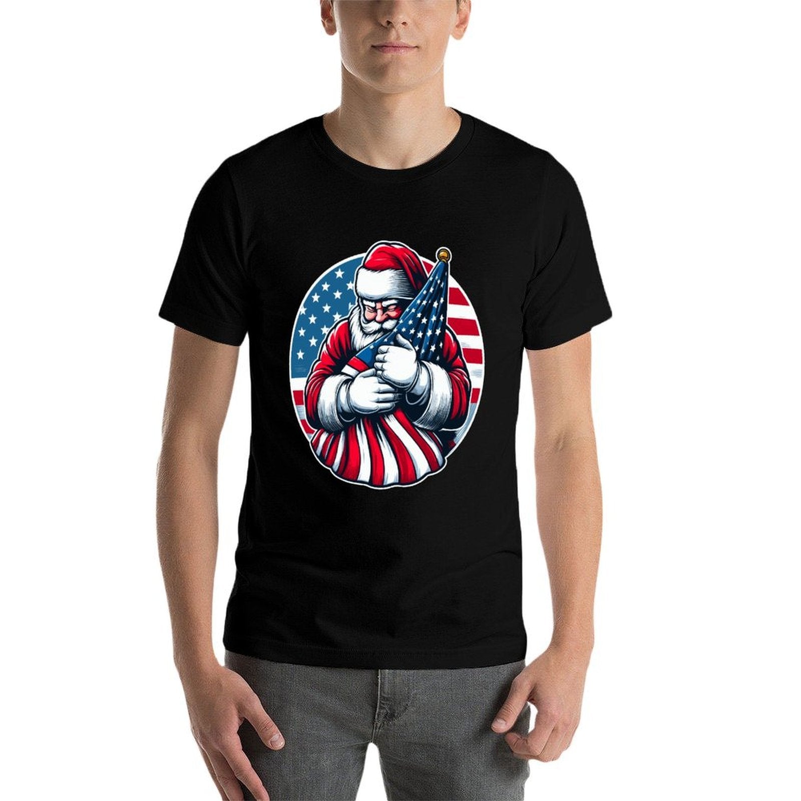 Patriotic Santa Claus For Men Women USA Christmas  Classic T-Shirt