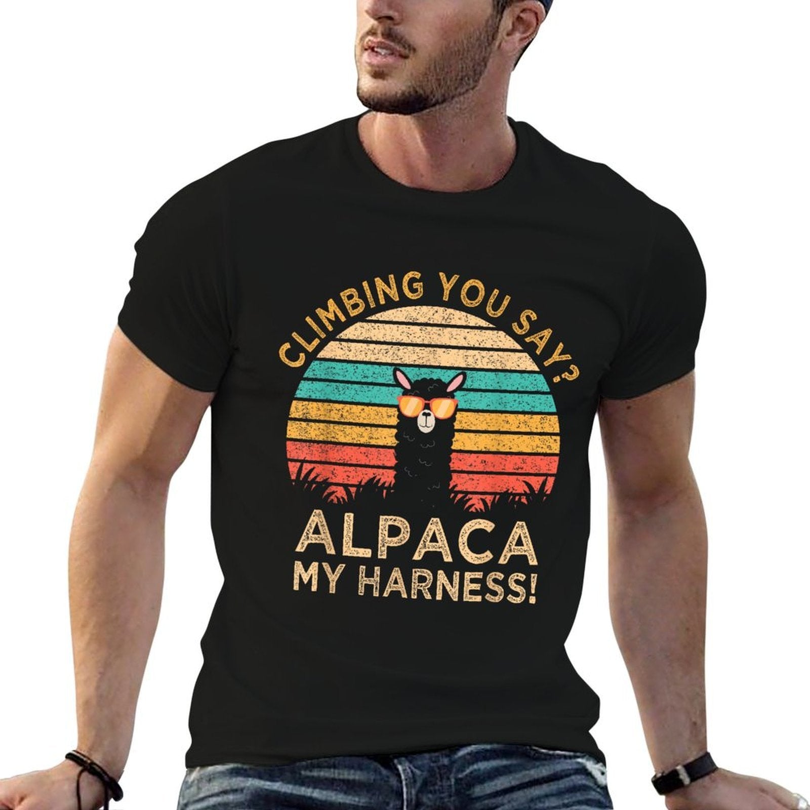 Climbing You Say Alpaca My Harness Funny Rock Climber Gift  Relaxed-fit T-Shirt