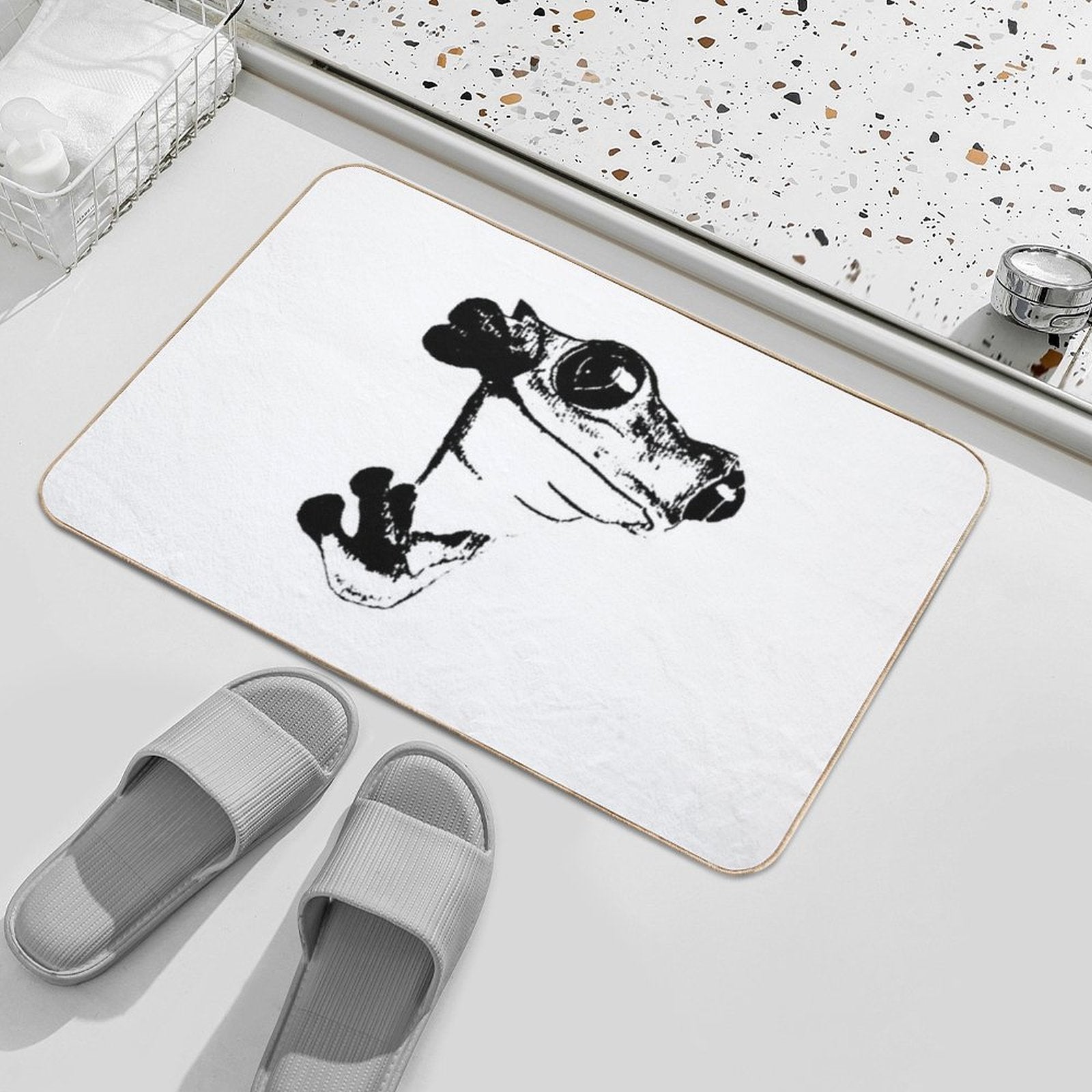 Green And Red Frog HELLO V5  Versatile Bath Mat