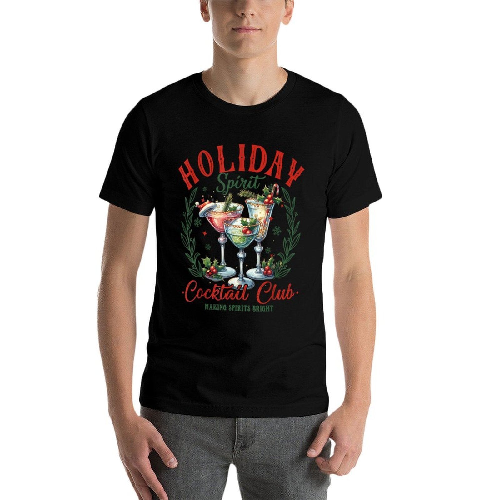 Funny Christmas Party Holiday Spirit Cocktail Club Pajamas  Tagless Design T-Shirt