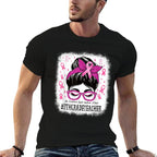 7th Grade Teacher In October We Wear Pink Cancer Awareness Comfortable T-Shirt