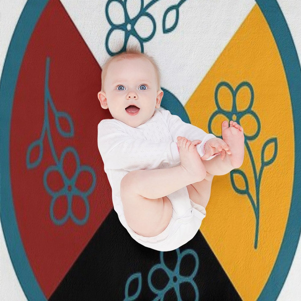 Medicine Wheel Floral WAWEZHI CANADA Shrink-resistant Throw Blanket