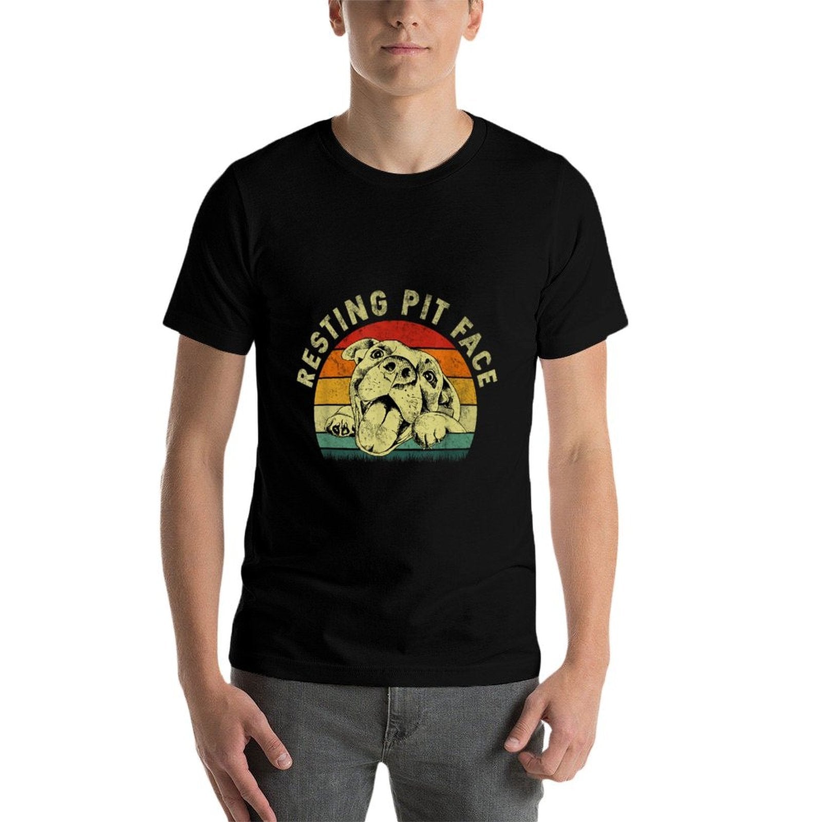 Retro Vintage Resting Pit Face Pitbull Funny Dog Lovers Gift for Men Women  Eco-friendly Material T-Shirt