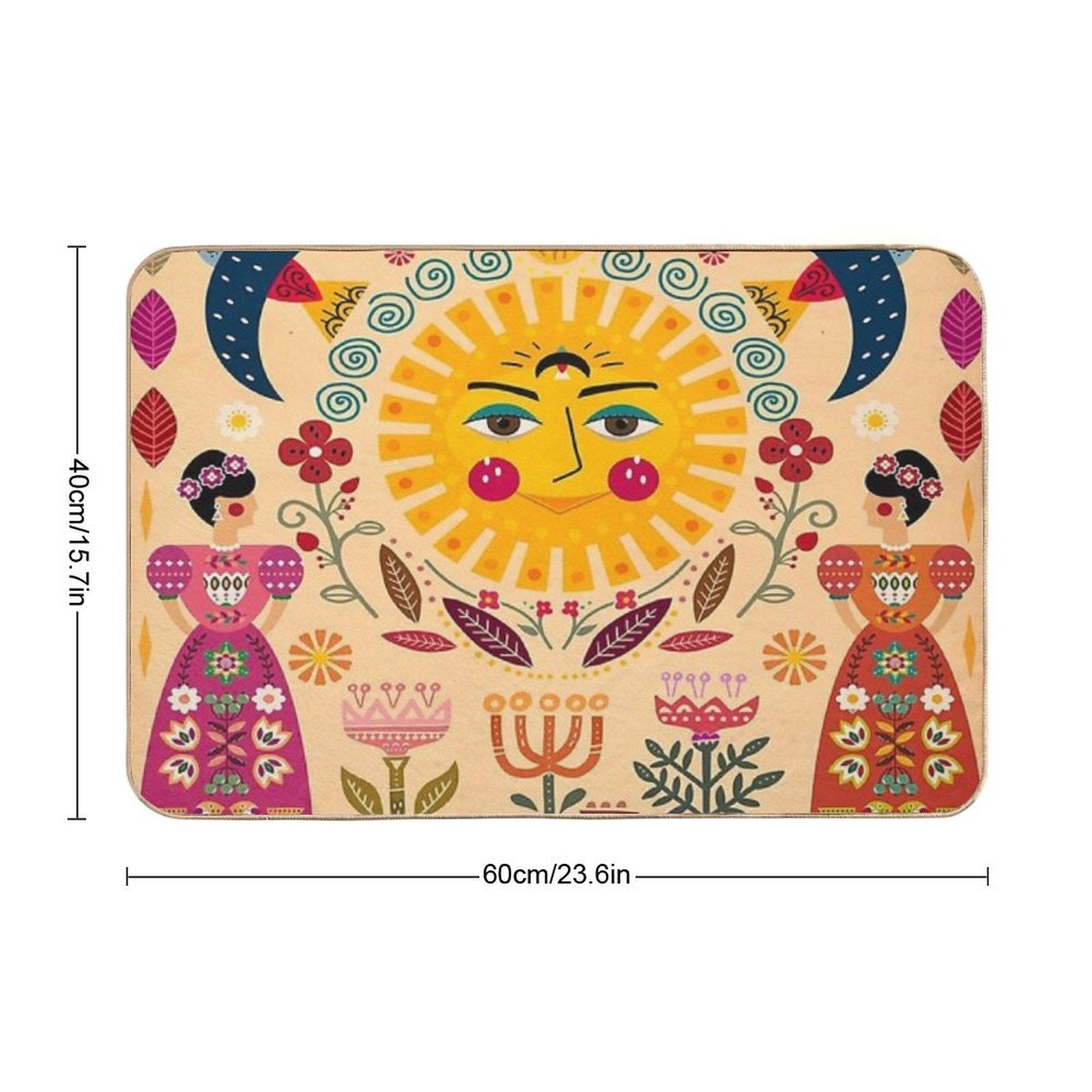 Folk Art Inspired By The Fabulous Frida  Stain-Proof Bath Mat