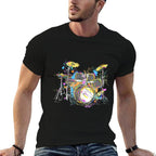 Abstract Art Drums Musician Music Band Throne Noose  Ribbed Collar T-Shirt