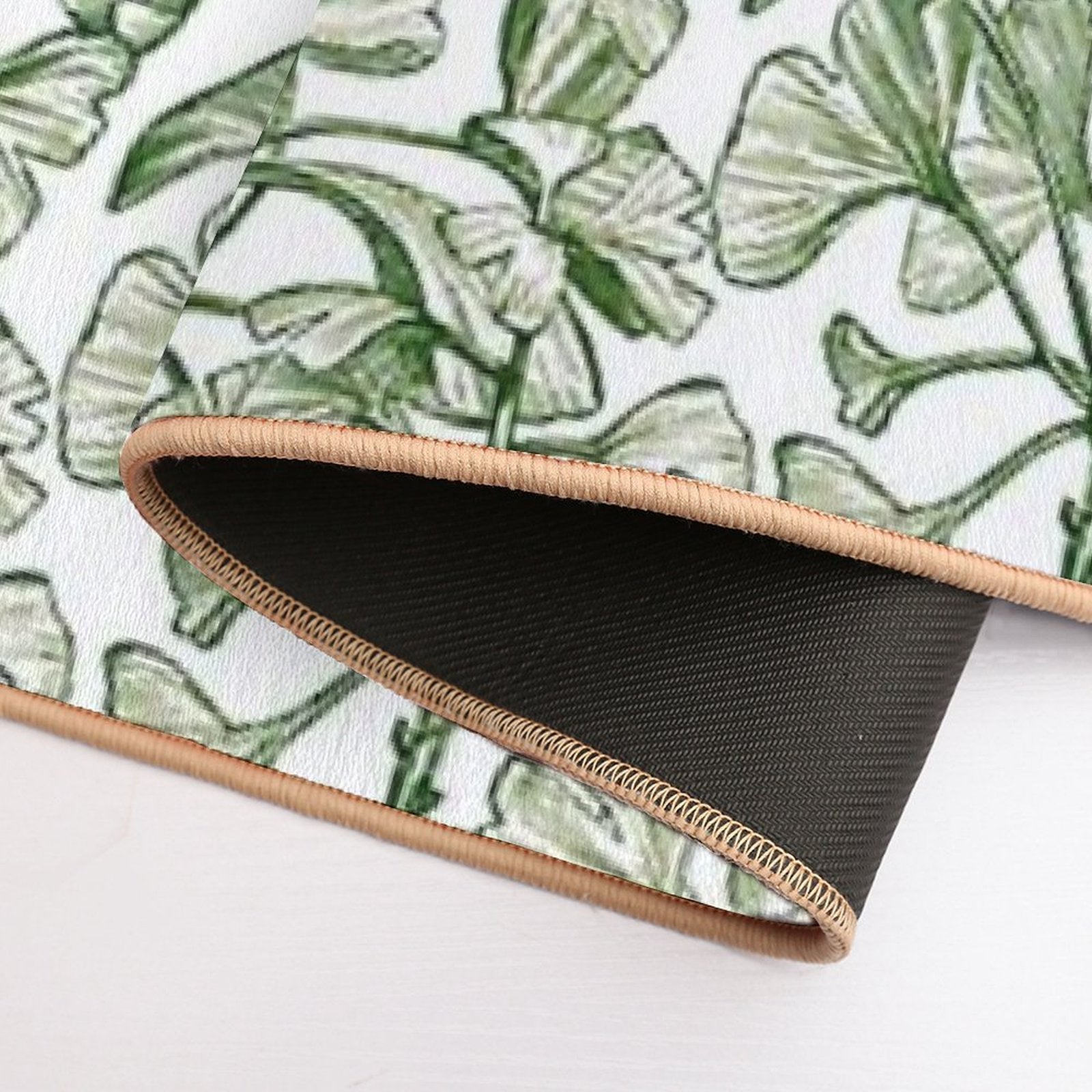 Vintage Green Leaves, Botanical Pattern  Rapid-Drying Bath Mat