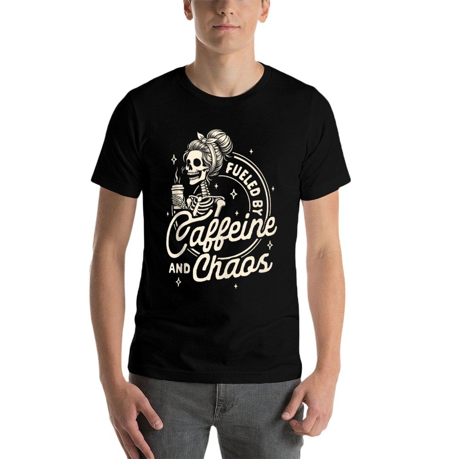 Mom Life Coffee Lover Motherhood Fueled By Caffeine  Chaos  Oversized Silhouette T-Shirt