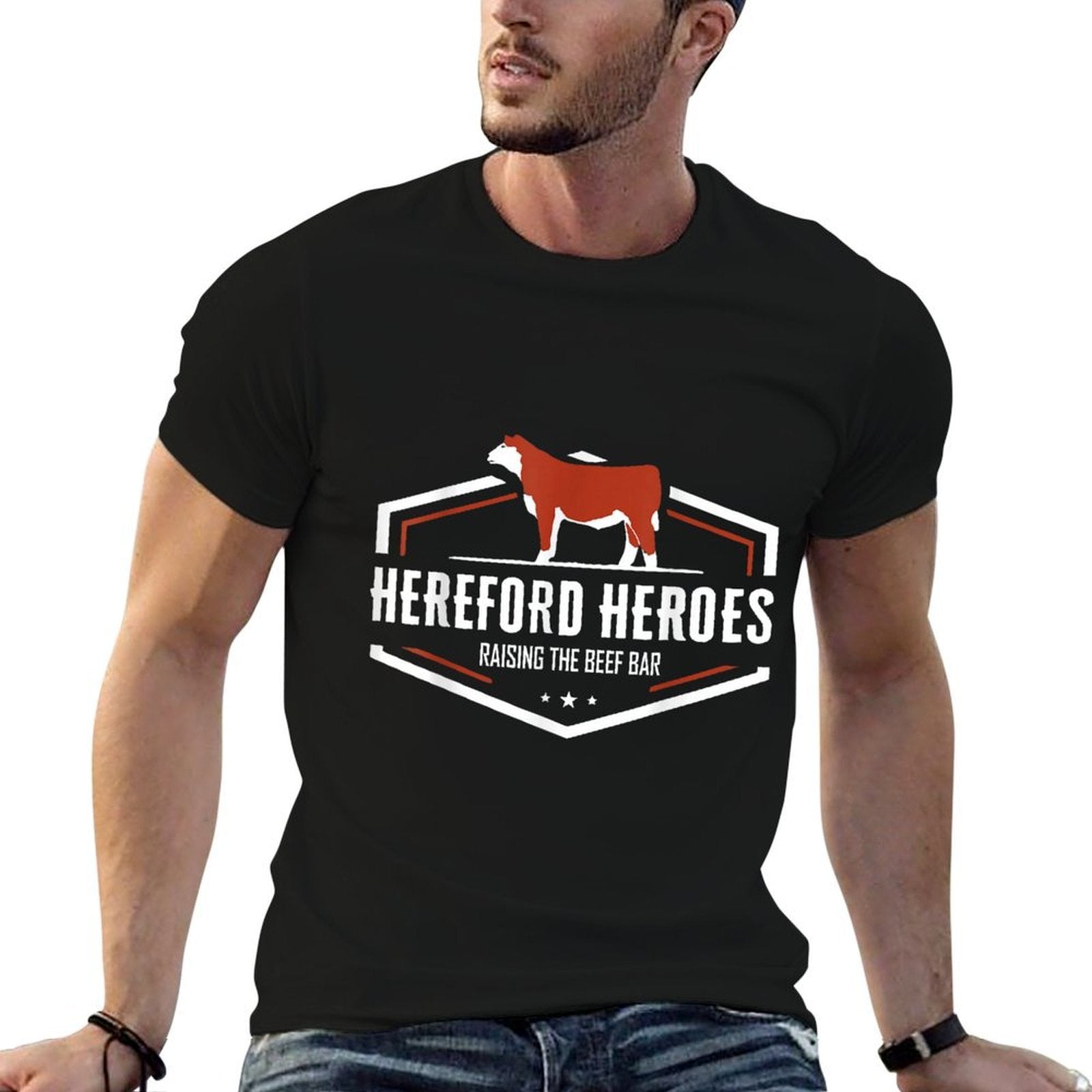 Funny Hereford Cow Farmer Hereford Rencher Cattle Bull Beef  Vintage-inspired T-Shirt