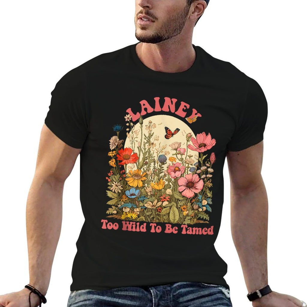 LAINEY Name Cute Retro Girls Wildflower LAINEY Name  Cotton T-Shirt