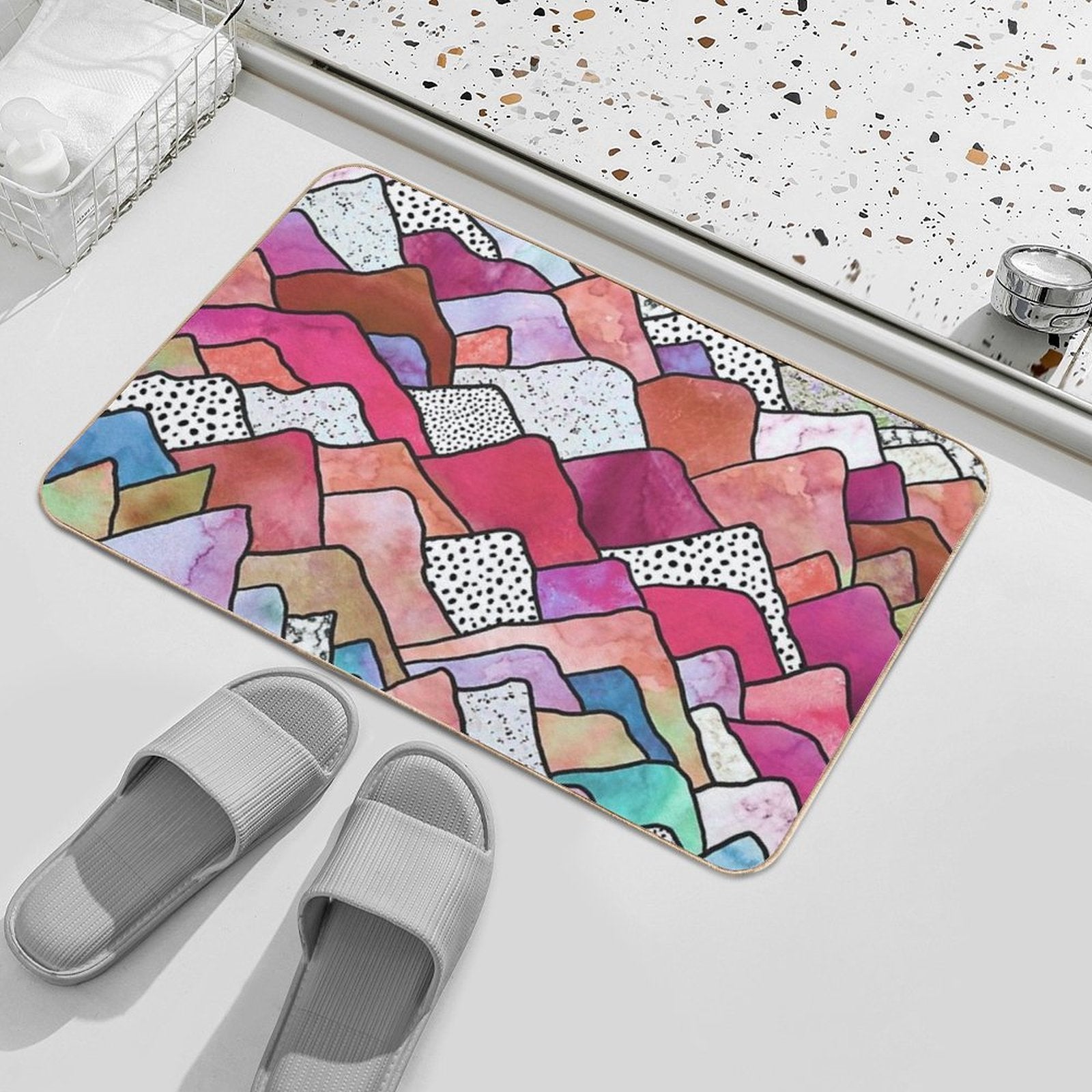 Mountains Dreams - Vivid Reds  Dirt-Trapping Bath Mat