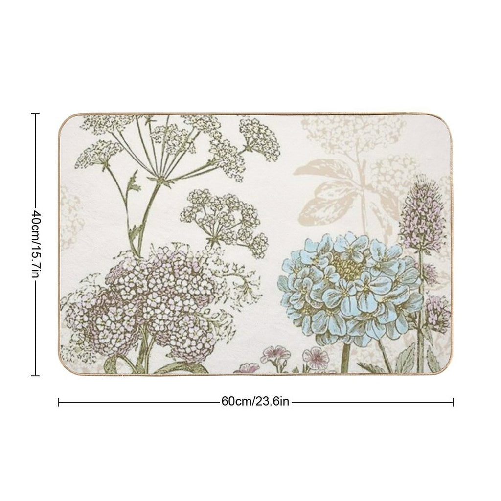 Blue Flower And Other Thing.  Repositionable Bath Mat