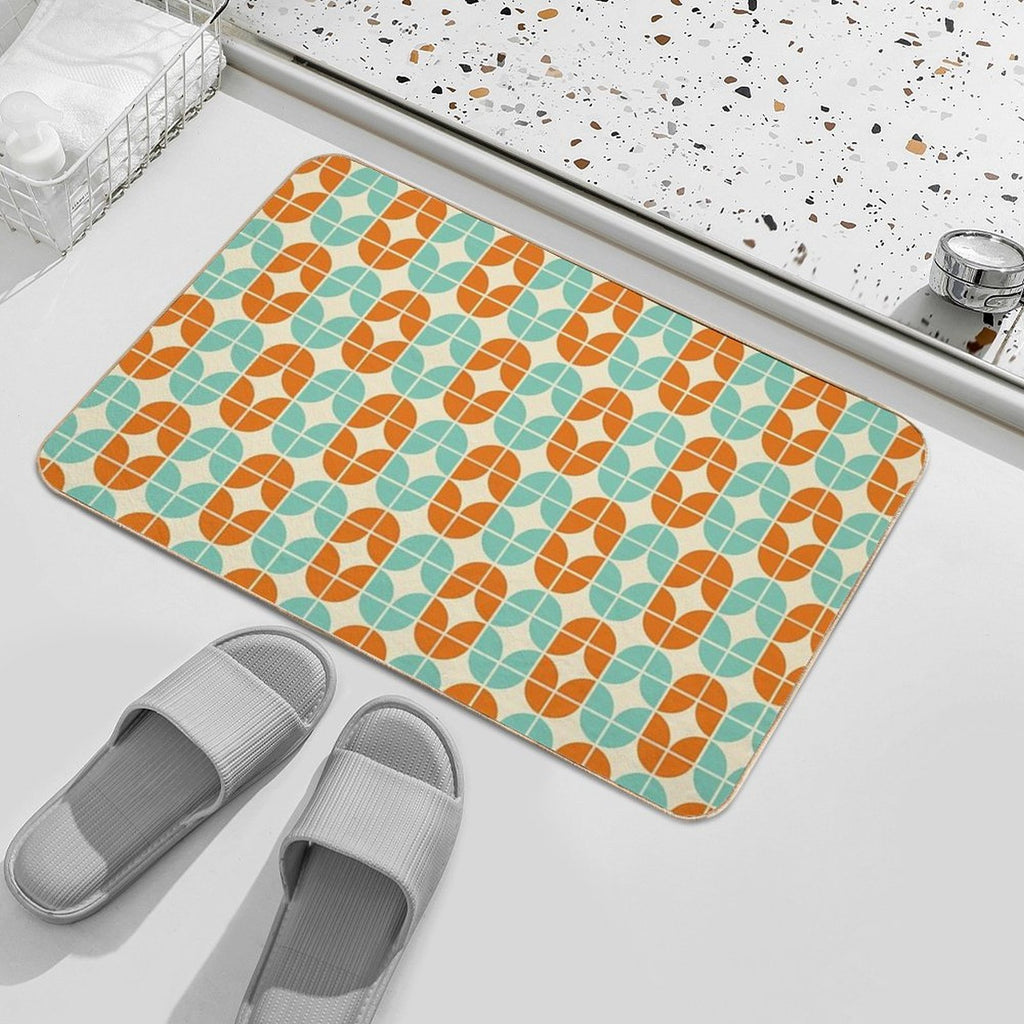 Groovy 1960’s Inspired Retro Vintage Design in Orange And Teal  Versatile Bath Mat