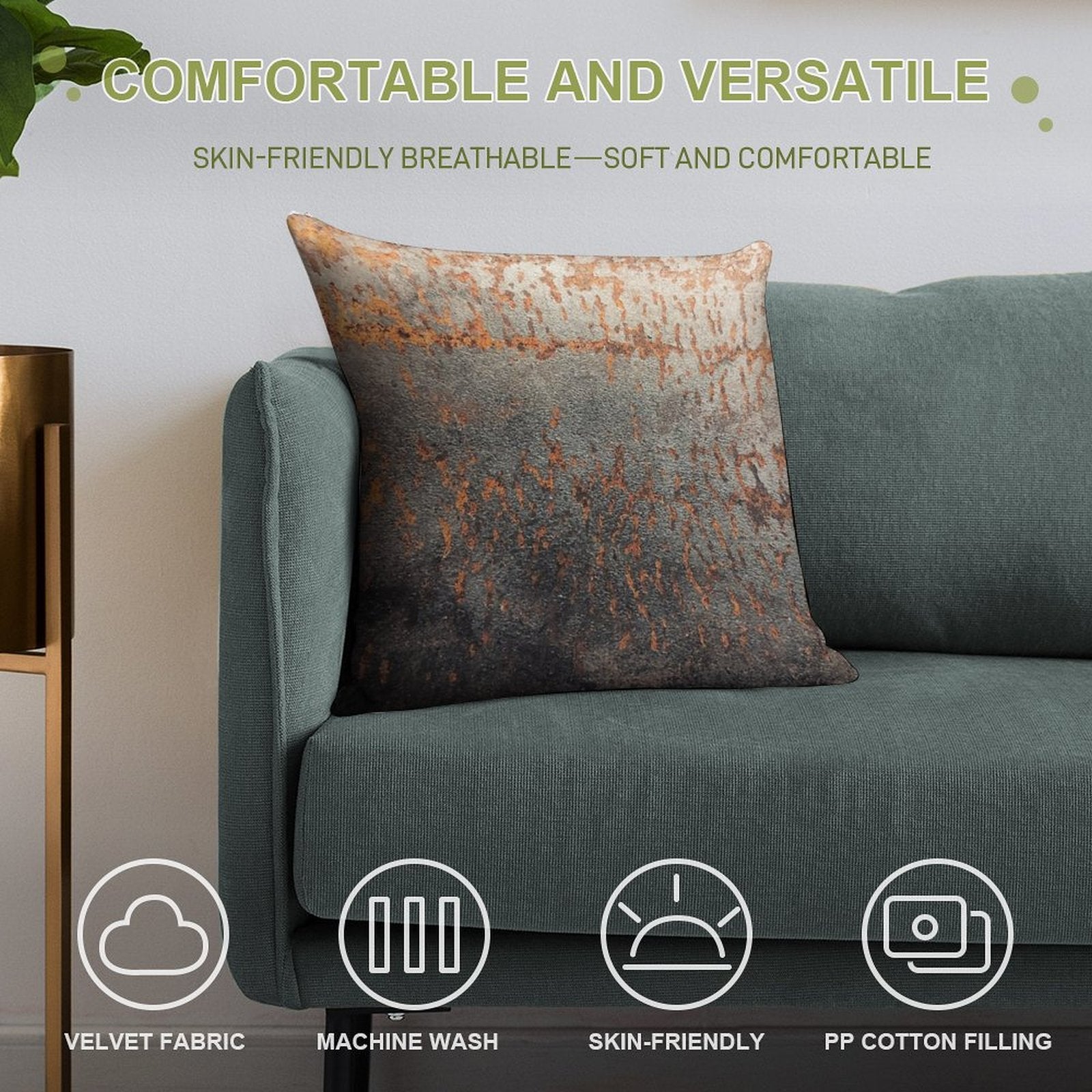 Light Rust Soft Reinforced Edging Throw Pillow