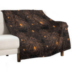 Halloween Spider Web Pattern Orange on Black Machine-washable Throw Blanket