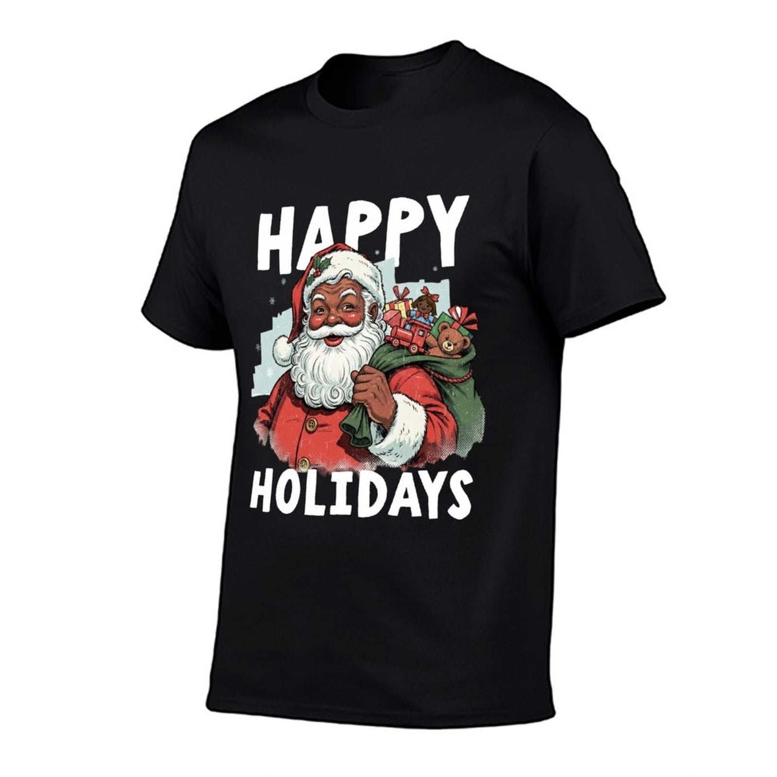 Happy Santa African American Christmas Holidays Black Pride Sweatshirt  Stretchy T-Shirt