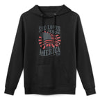 Women Retro She Loves Jesus And America Too USA 4th of July Cotton-Polyester Blend Hoodie