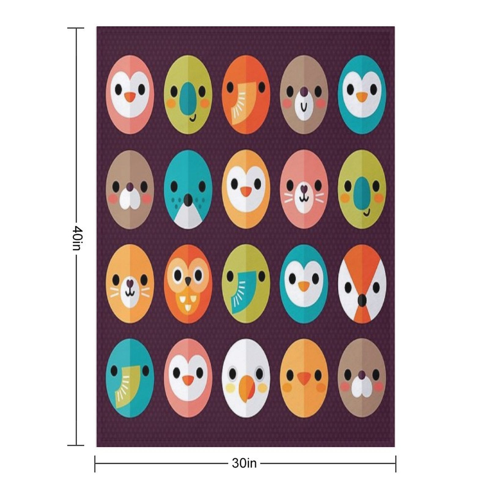 Smiley Faces - Cute Animal Faces Shrink-resistant Throw Blanket