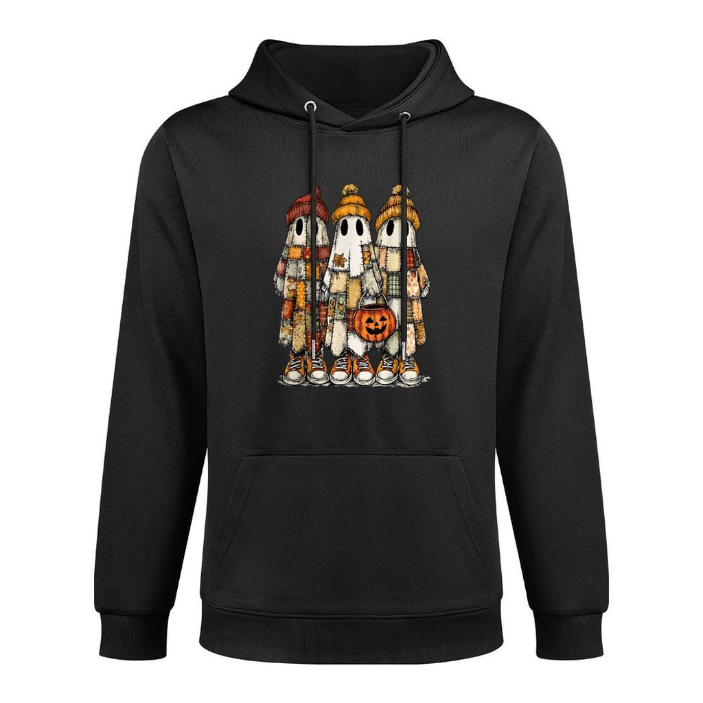 Patchwork Ghosts Cozy Spooky Fall Pumpkin Ghost Halloween Versatile Streetwear Hoodie
