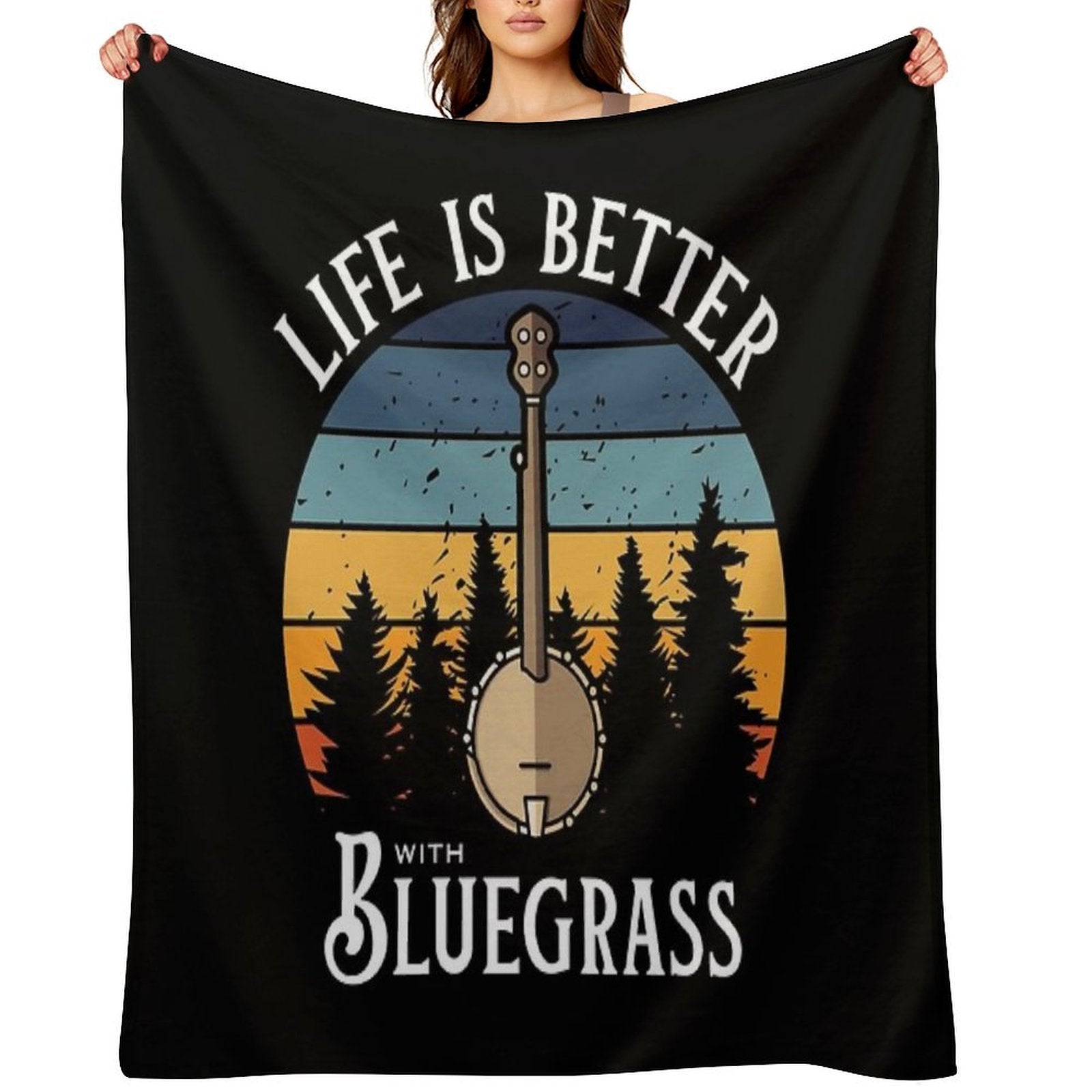 Life Is Better with Bluegrass (Banjo) Versatility Throw Blanket