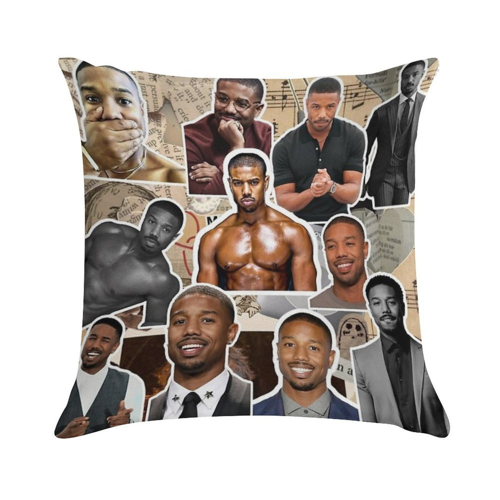 Michael B Jordan Photo Collage Soft Easy Maintenance Throw Pillow