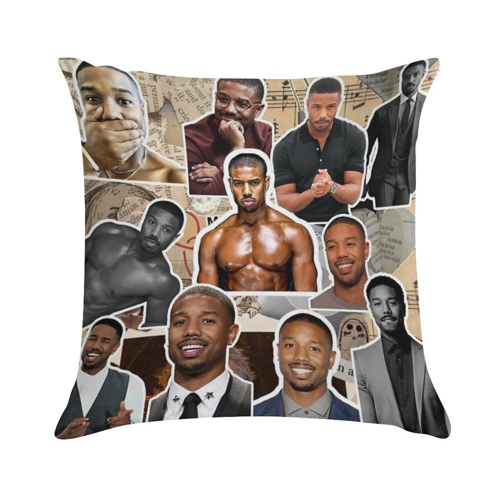 Michael B Jordan Photo Collage Soft Easy Maintenance Throw Pillow