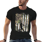 Camo Baseball Player Vintage Patriotic Men Women Kids  Easy-care T-Shirt