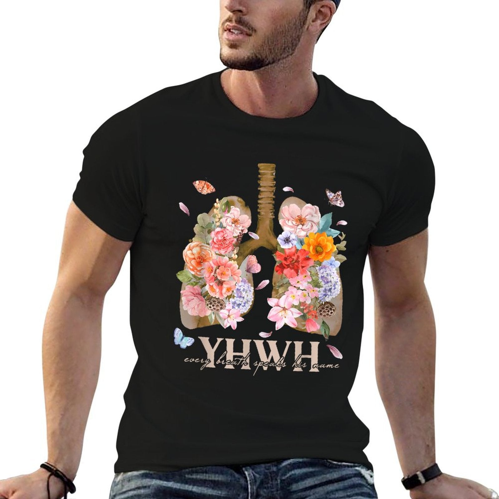 YHWH Every Breath Speaks His Name Lungs Christian  Easy-care T-Shirt
