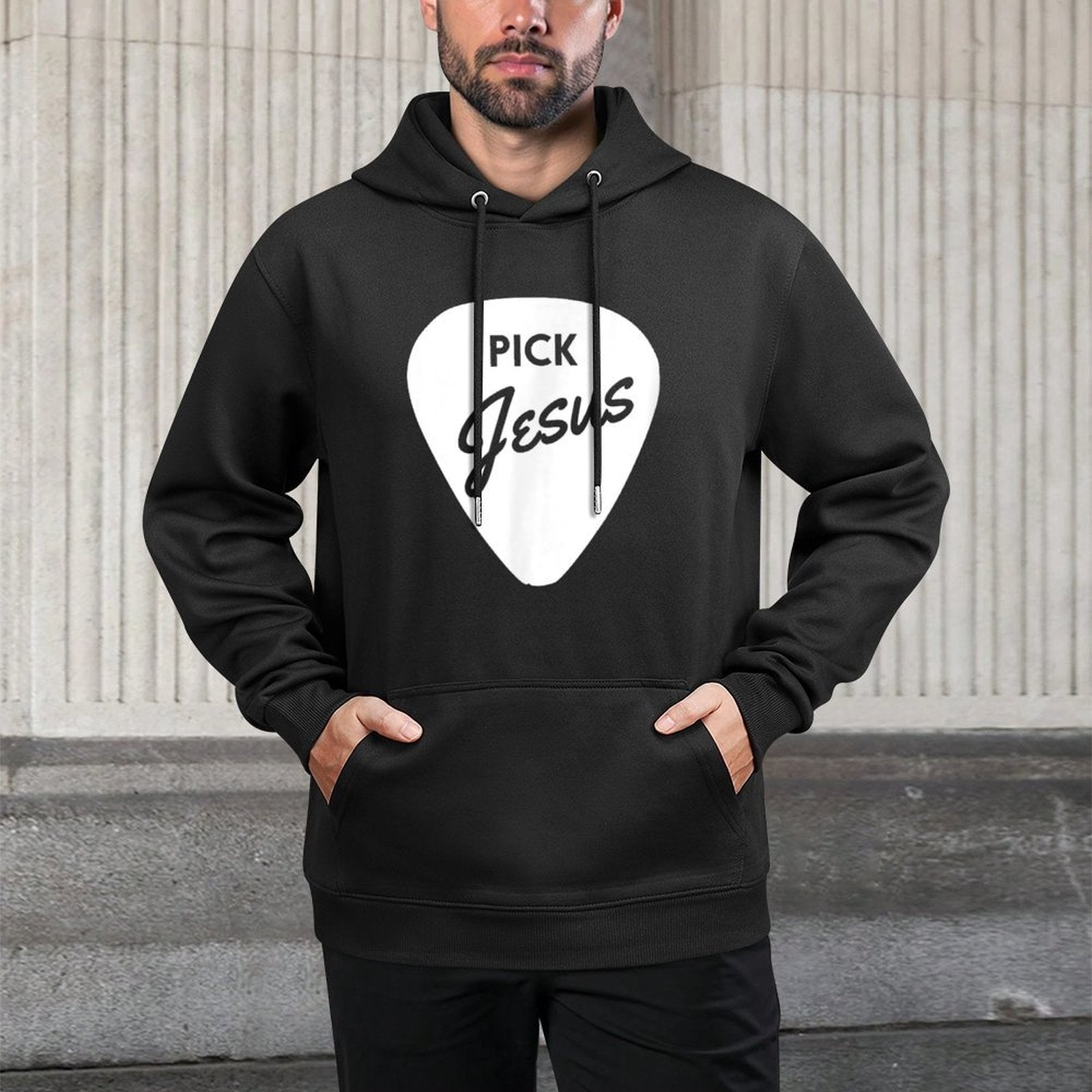 ChristianiTees Guitar Pick Jesus Shape Retention Hoodie