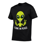 Cute Alien I Come In Peace Space Rave EDM Music Alien  Fade-proof Color T-Shirt